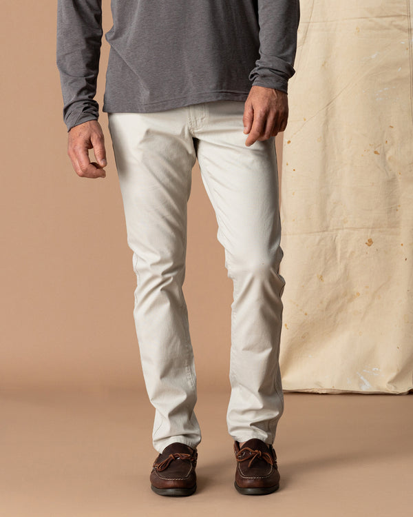 Slim Fit Pinpoint Canvas Five-Pocket - Stone