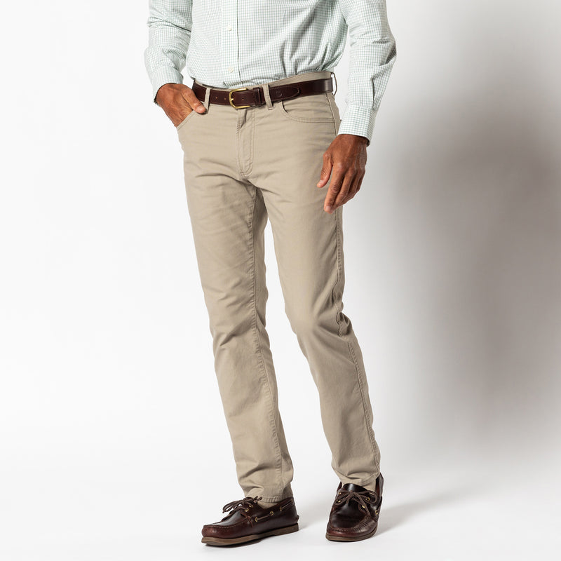 Slim Fit Pinpoint Canvas Five-Pocket - Khaki