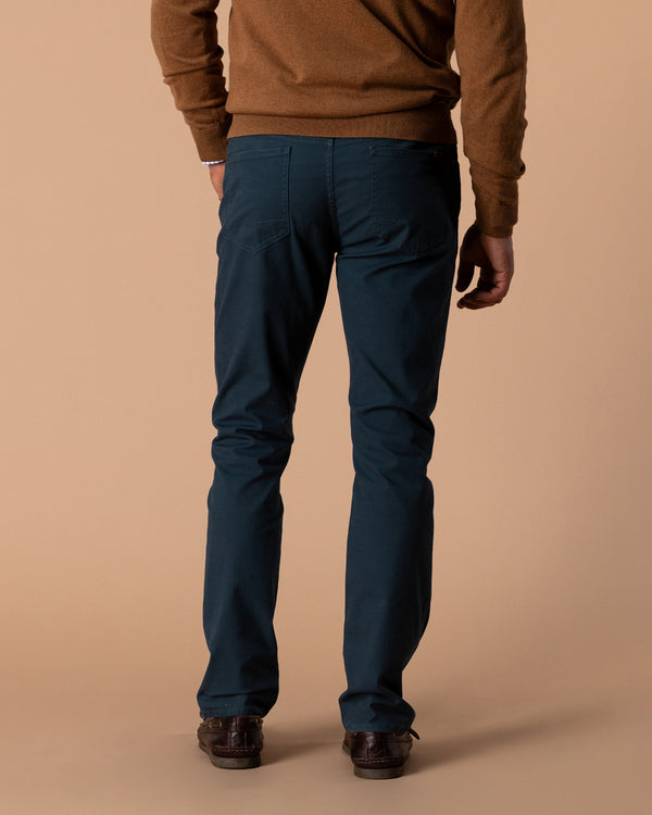 Slim Fit Pinpoint Canvas Five-Pocket - Midnight Navy