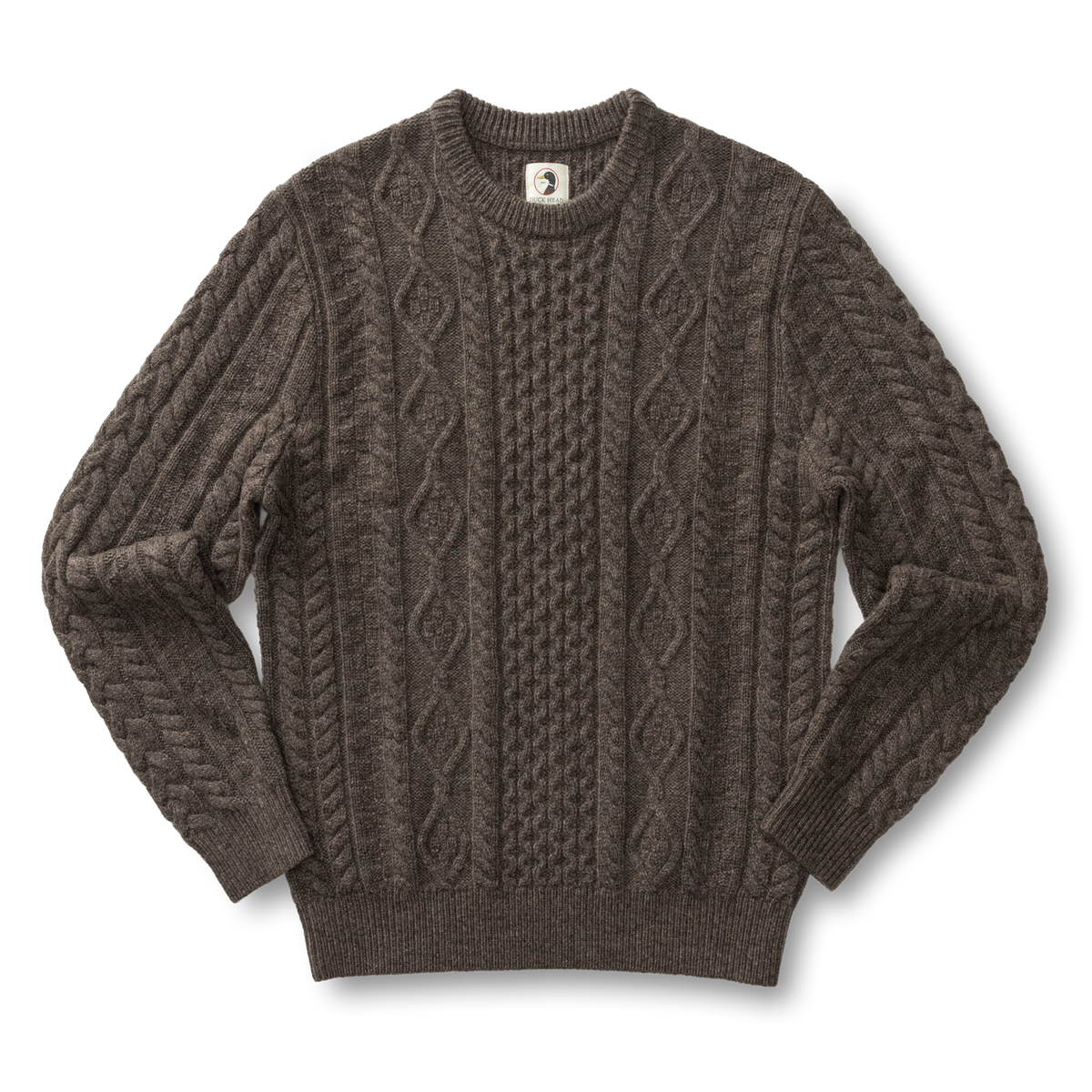 Fisherman Merino Crewneck Sweater - Dark Oak Heather