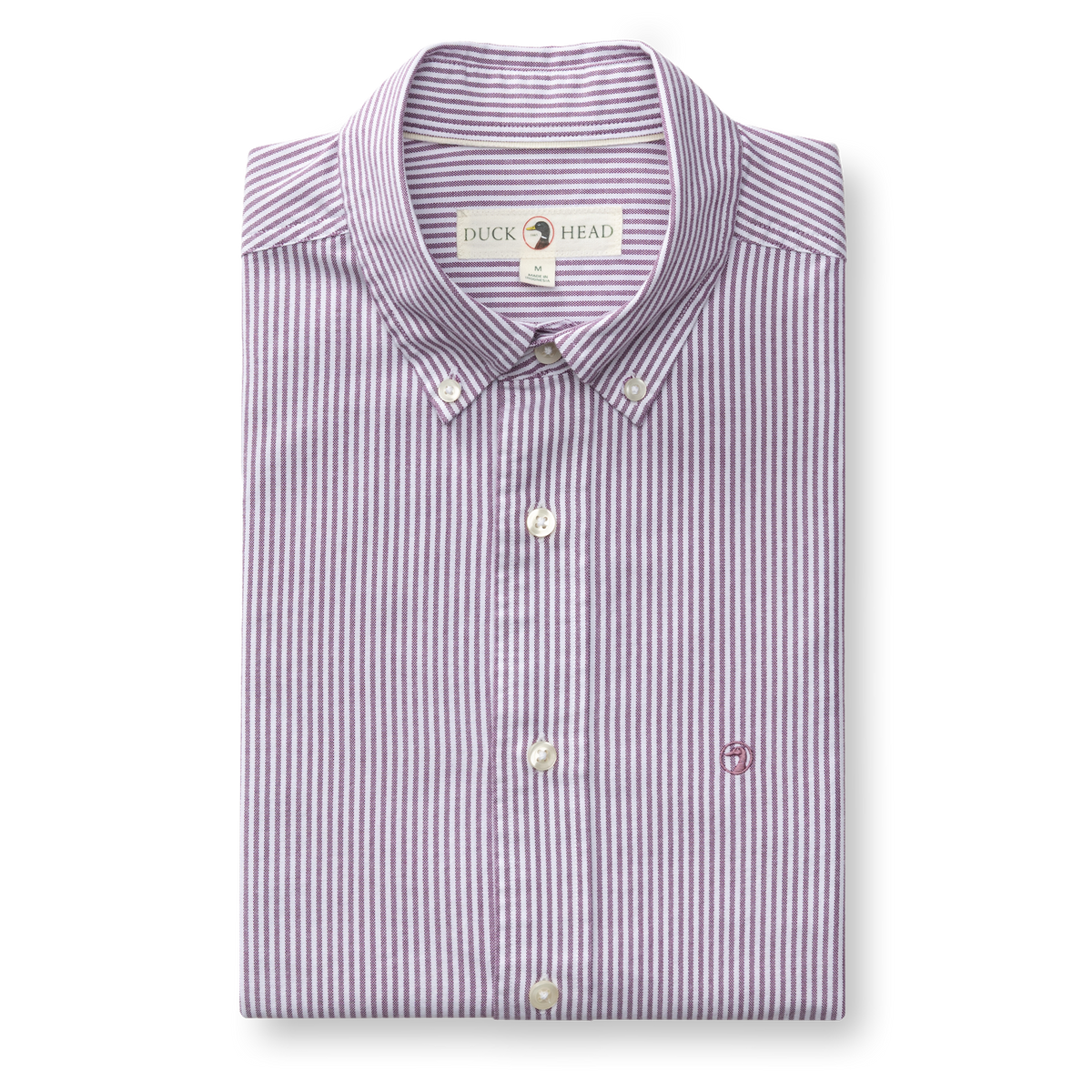 Cotton Oxford Sport Shirt - Collins Stripe - Aubergine