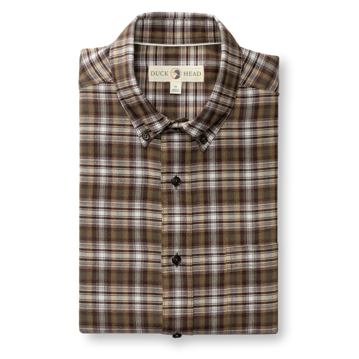 Cotton Flannel Sport Shirt - Merin Plaid - Crocodile Brown