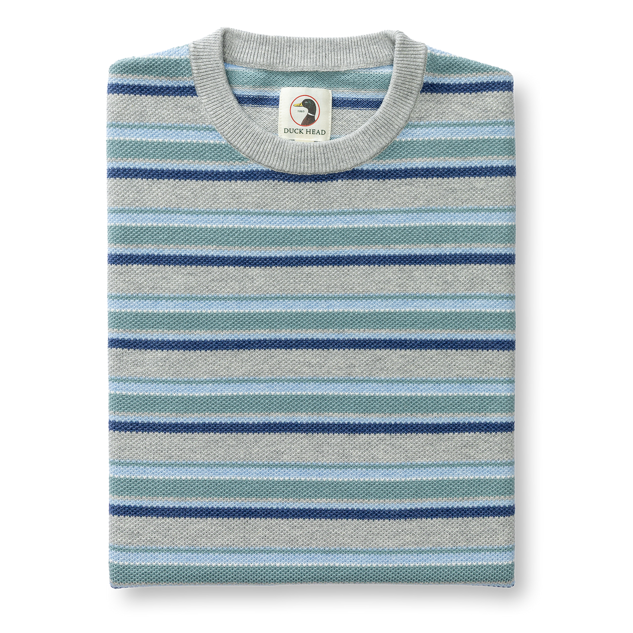 Elmwood Crewneck Striped Pique Sweater - Heather Grey