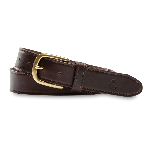 Dark Brown Leather Belt - Dark Brown with Brass Buckle