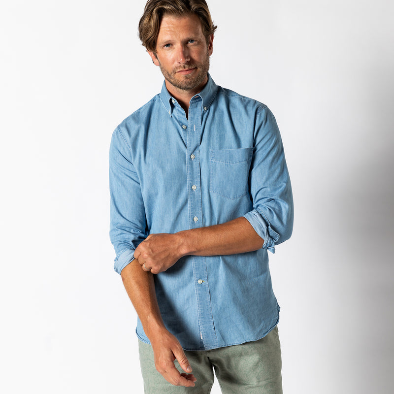 Denim Twill Sport Shirt - Dustin Solid - Denim