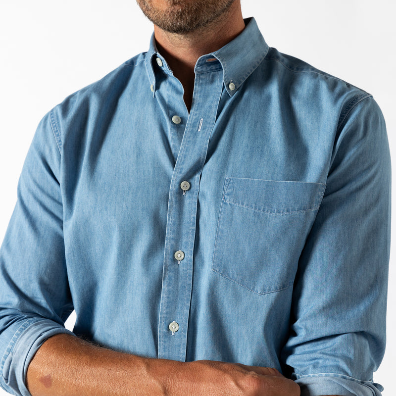 Denim Twill Sport Shirt - Dustin Solid - Denim