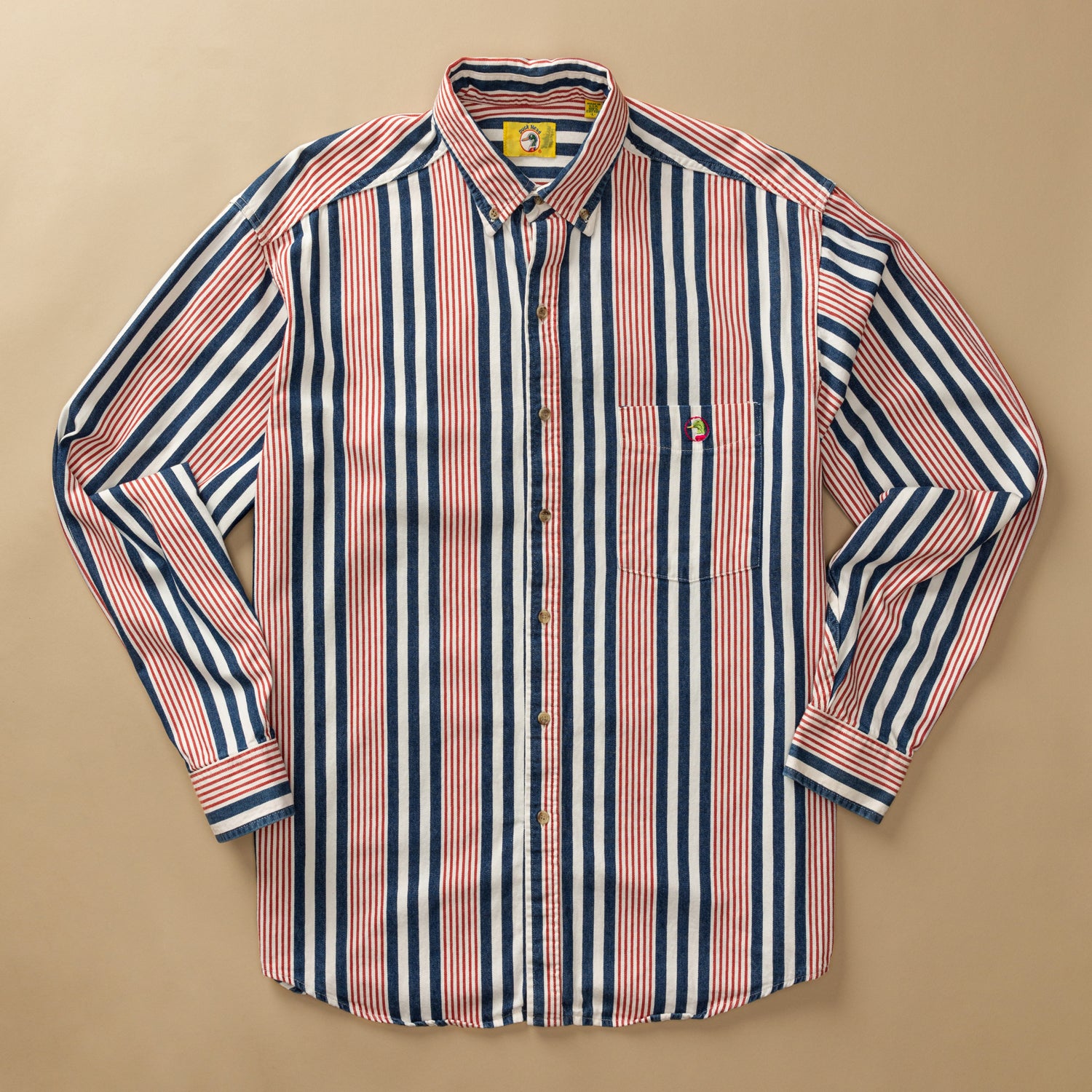 Striped Cotton Sport Shirt L - Duck Head Vintage