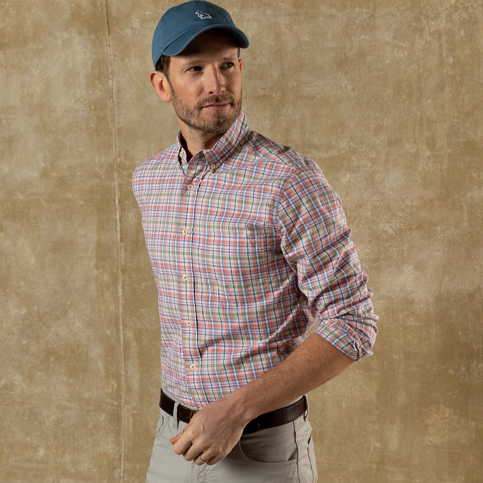 Cotton Twill Sport Shirt - Pratt Plaid - Rosewood