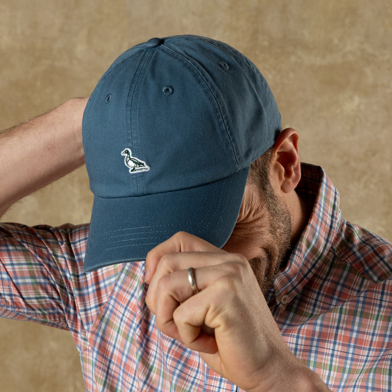 Embroidered Mallard Cotton Twill Hat - Blue Horizon