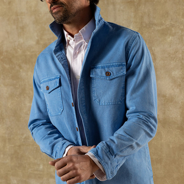 Garment Dyed Duck Canvas Jacket - Cornflower Blue