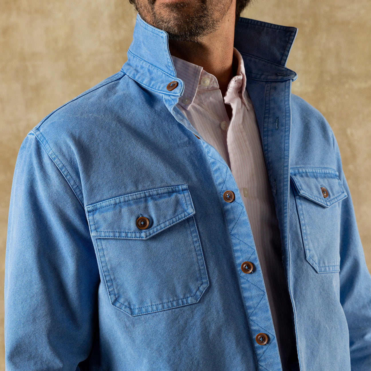 Garment Dyed Duck Canvas Jacket - Cornflower Blue