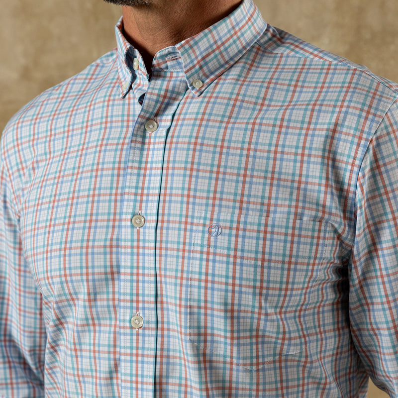 Performance Poplin Sport Shirt - Brody Plaid - Rosewood