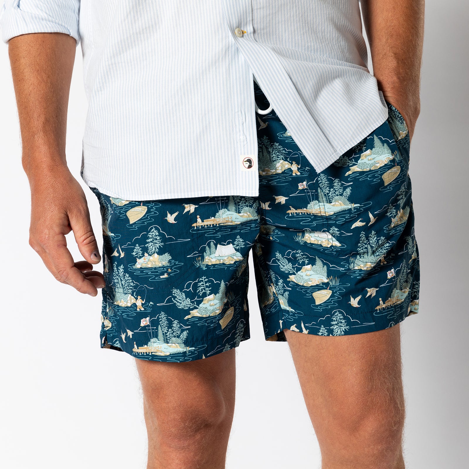 6" Print Sailport Swim Short - Dark Indigo