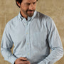Cotton Cashmere Poplin Sport Shirt - Baltic Plaid - Sky Blue