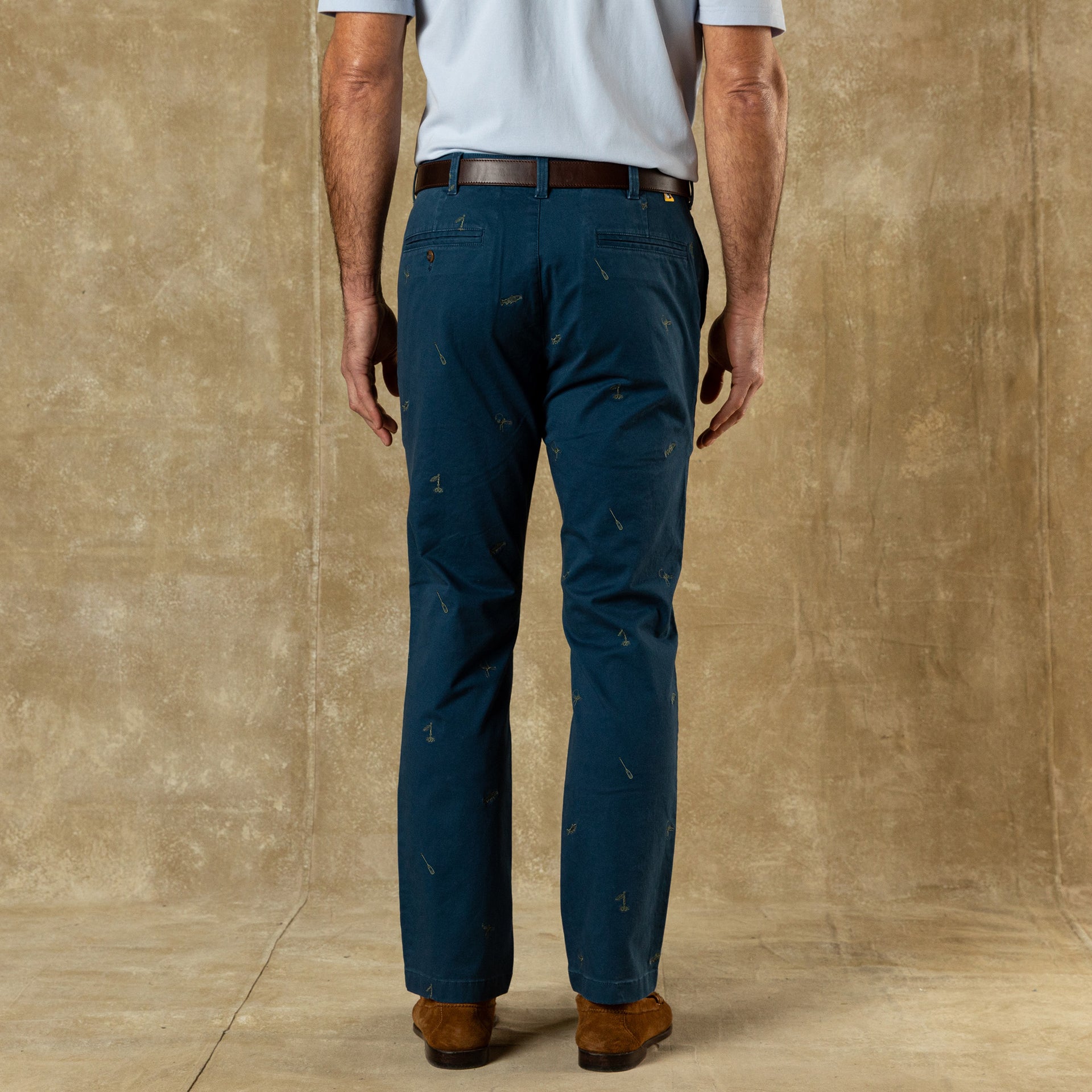 Classic Fit Gold School Chino - Emb Mallard Blue