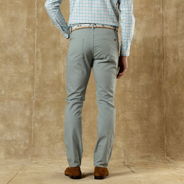 Slim Fit Pinpoint Canvas  Five-Pocket - Pewter Grey