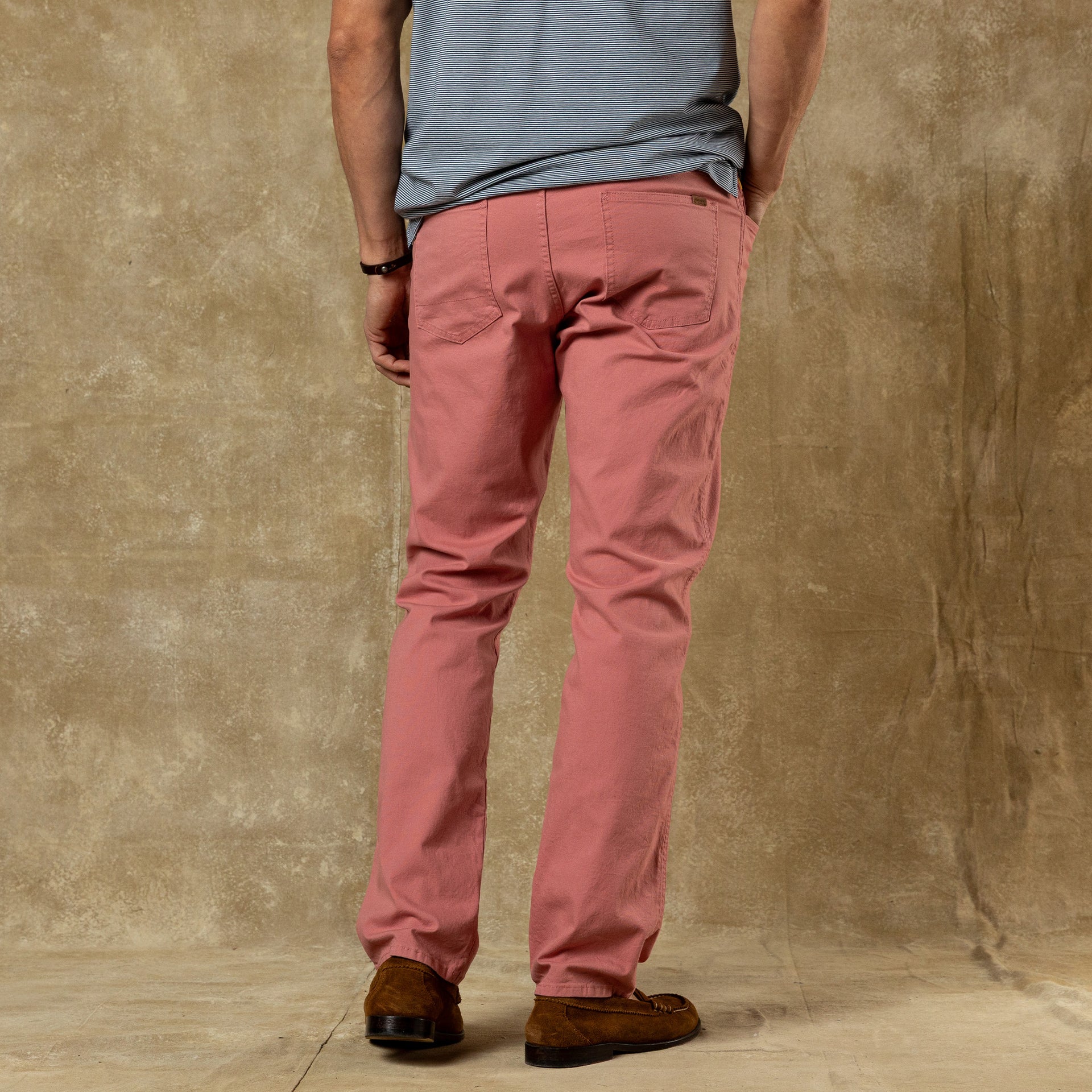 Classic Fit Pinpoint Canvas Five-Pocket - Washed Coral