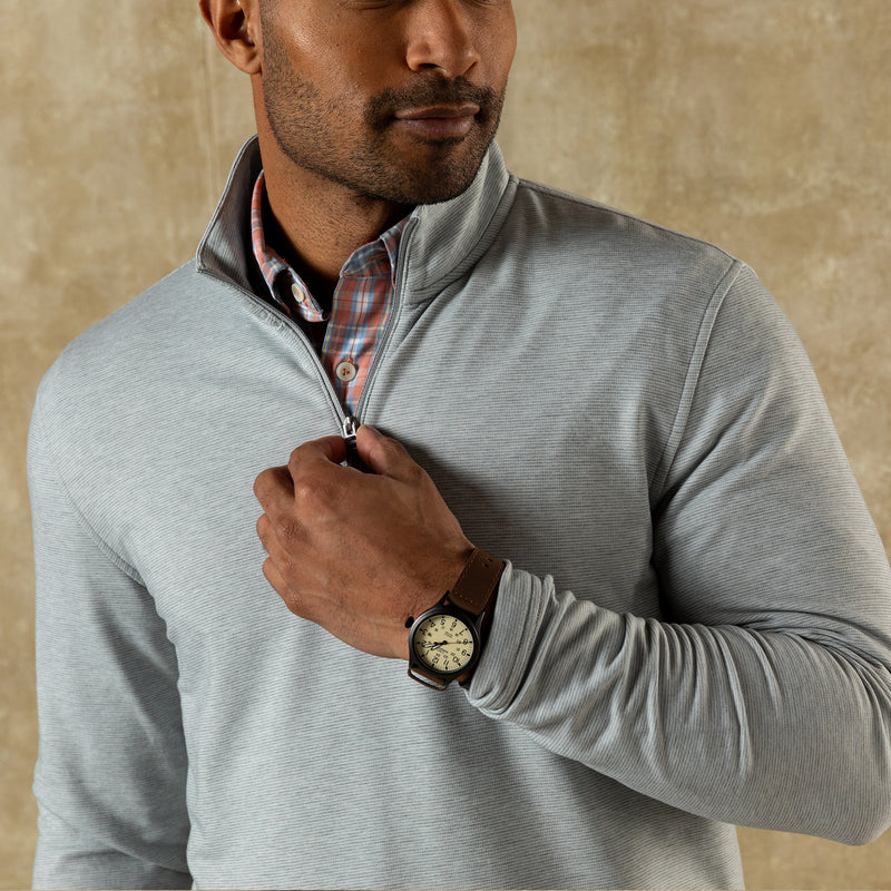 Summerford Striped Performance 1/4 Zip Pullover - Ultimate Grey Heather