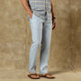 Classic Fit Linen Gold School Chino - Heather Blue