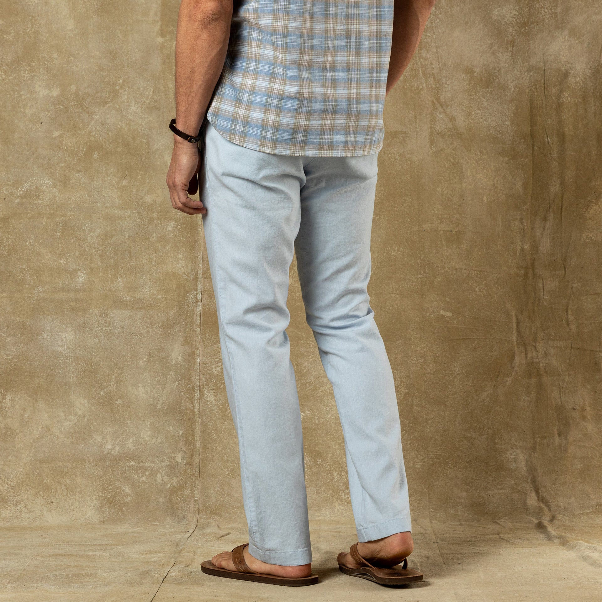 Classic Fit Linen Gold School Chino - Heather Blue