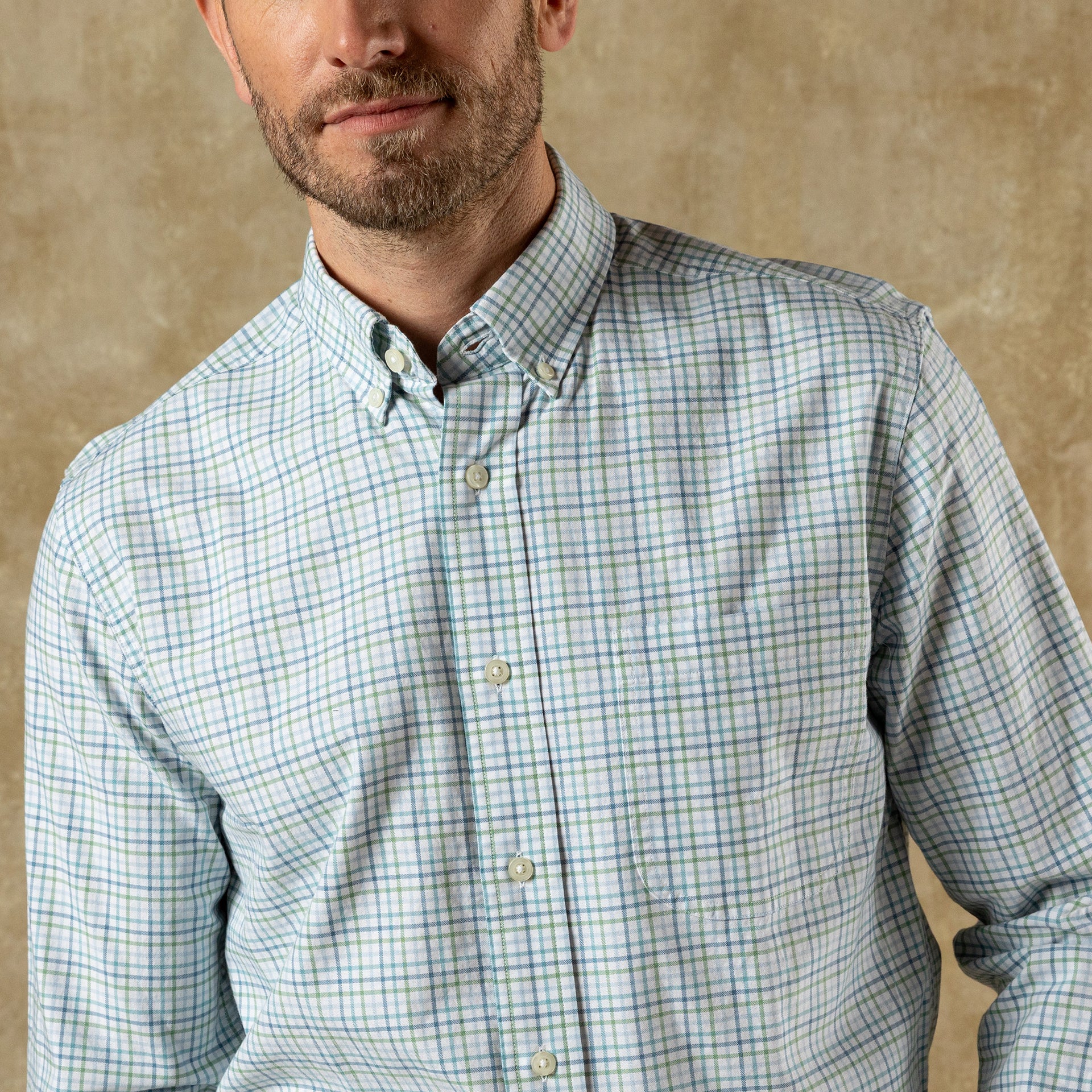 Cotton Oxford Sport Shirt - Cooke Plaid - Aspen Green