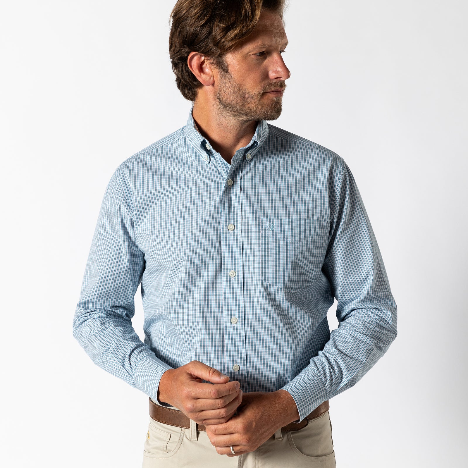 Cotton Poplin Sport Shirt - Ferry Plaid