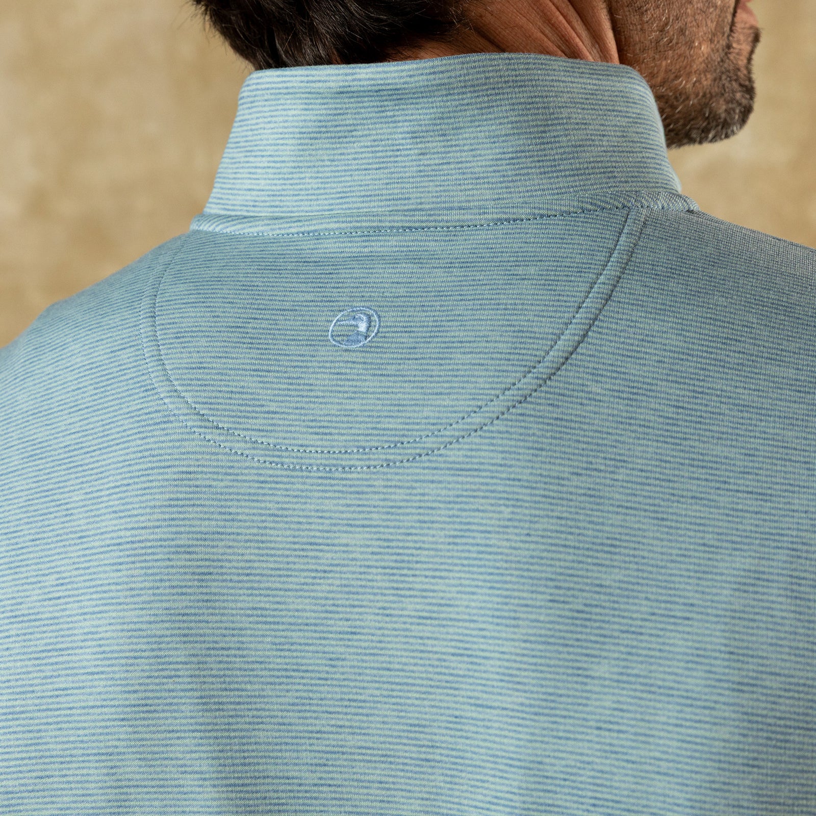 Summerford Striped Performance 1/4 Zip Pullover - Chambray Blue Heather