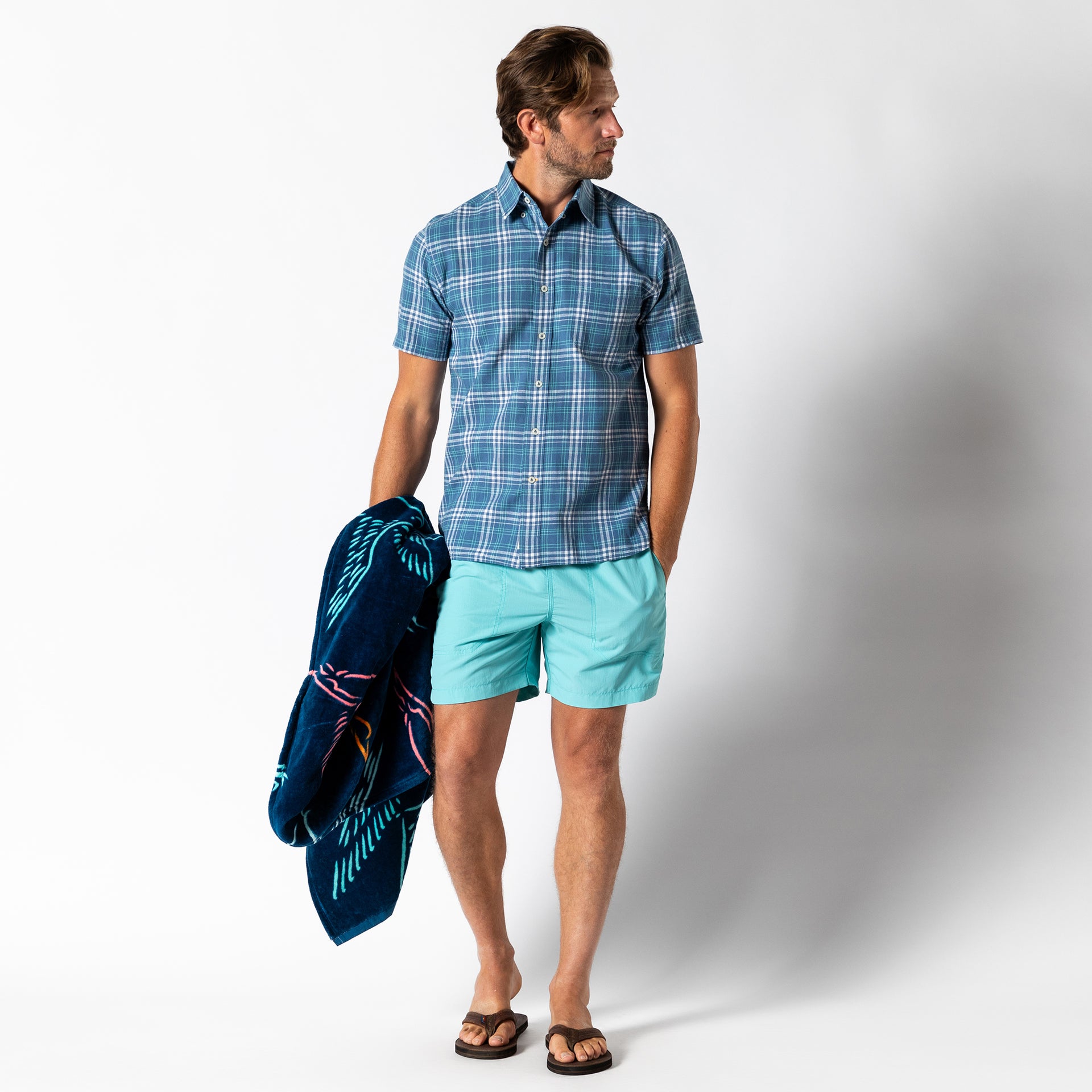 Linen Cotton Oxford Sport Shirt - Quinton Plaid