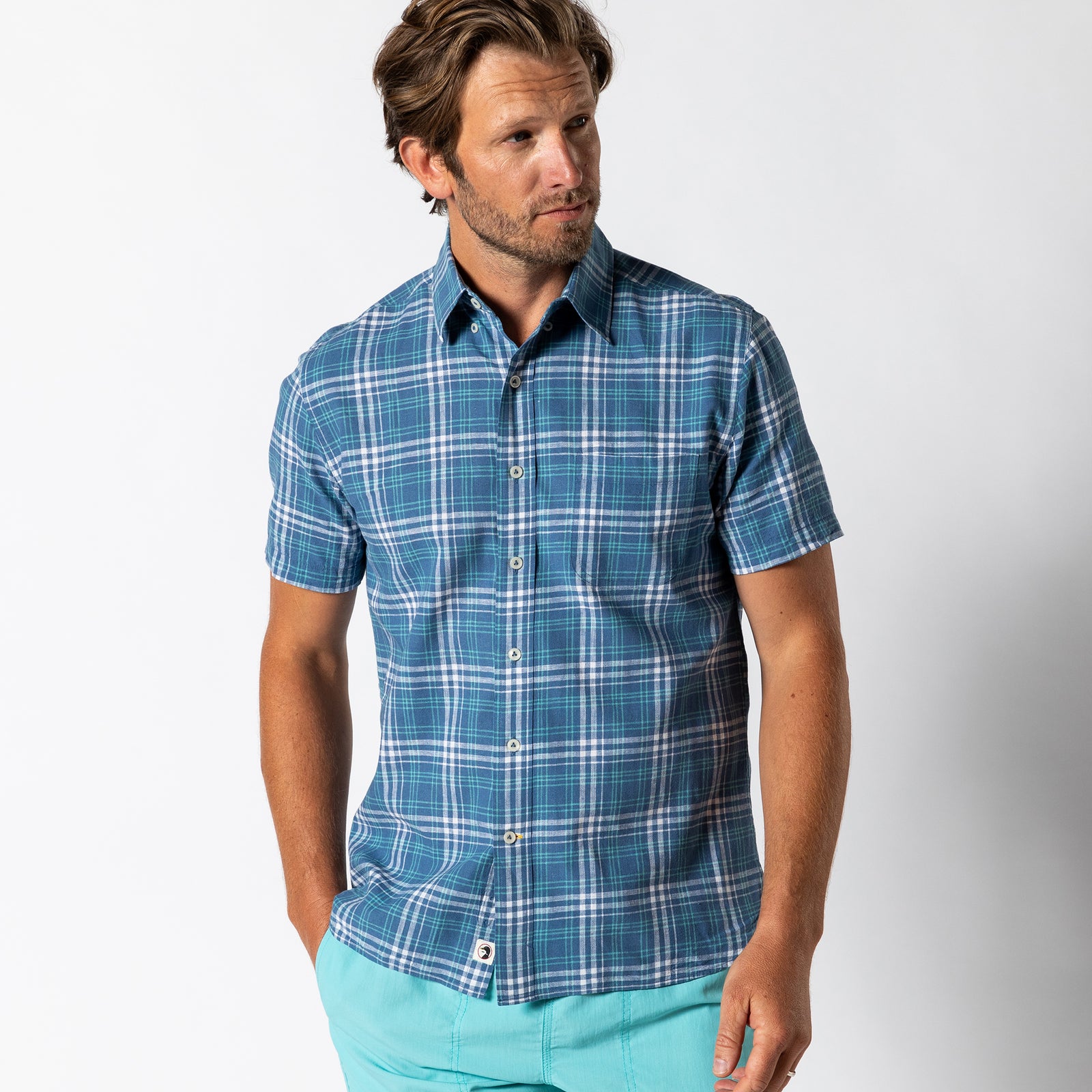 Linen Cotton Oxford Sport Shirt - Quinton Plaid