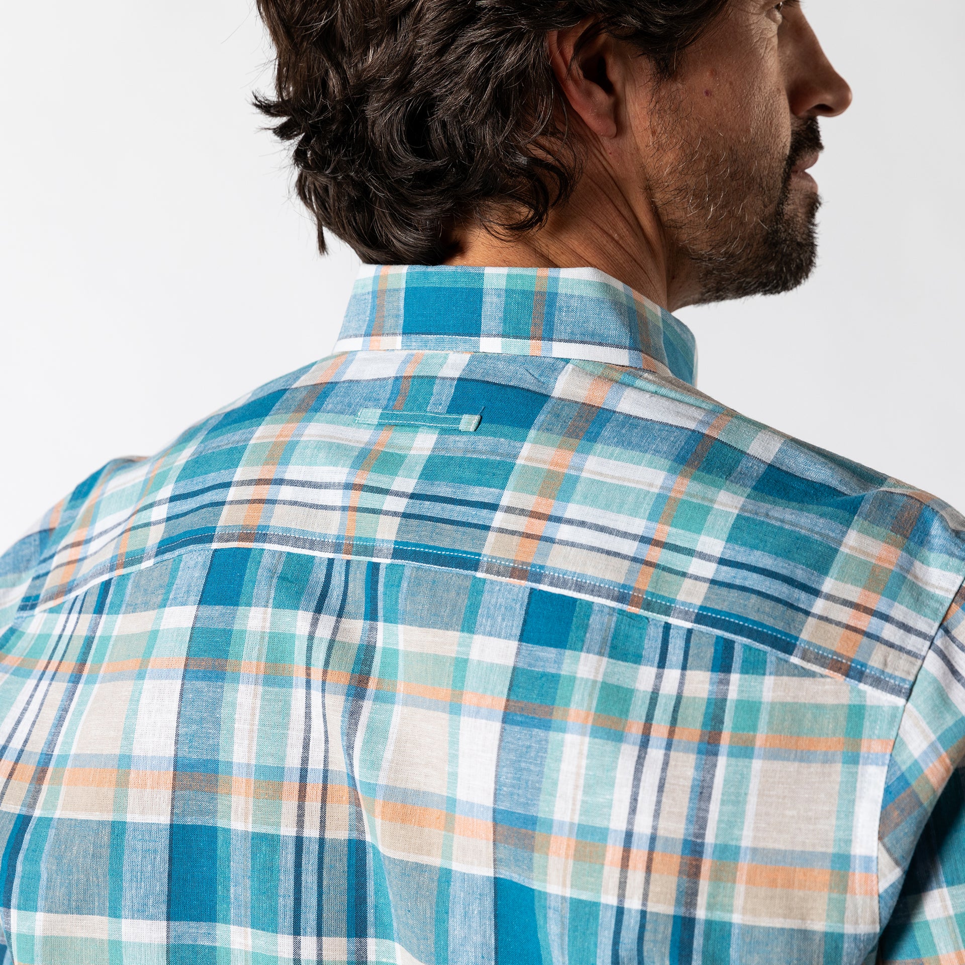 Linen Cotton Oxford Sport Shirt - Greenfield Plaid