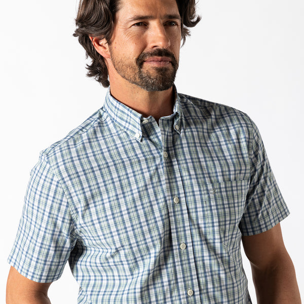 Performance Poplin Sport Shirt - Cobble Plaid