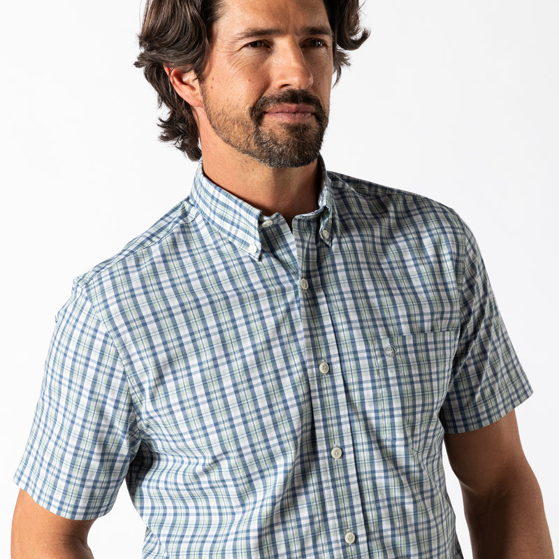 Performance Poplin Sport Shirt - Cobble Plaid