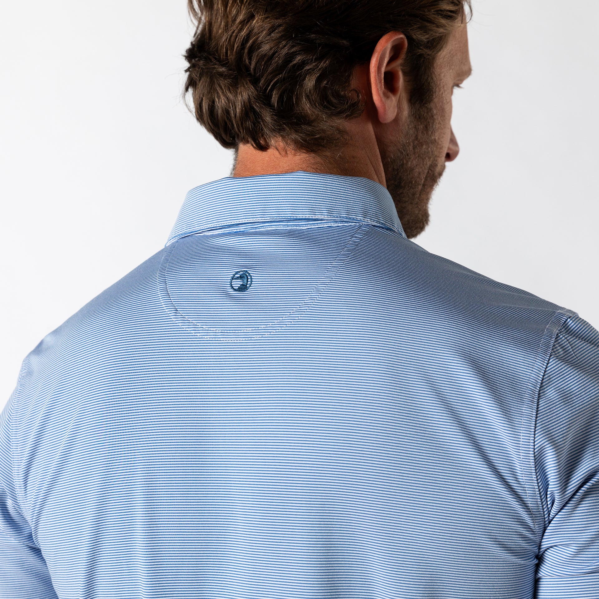Long Drive Performance Polo - Blane Stripe - Lake Blue