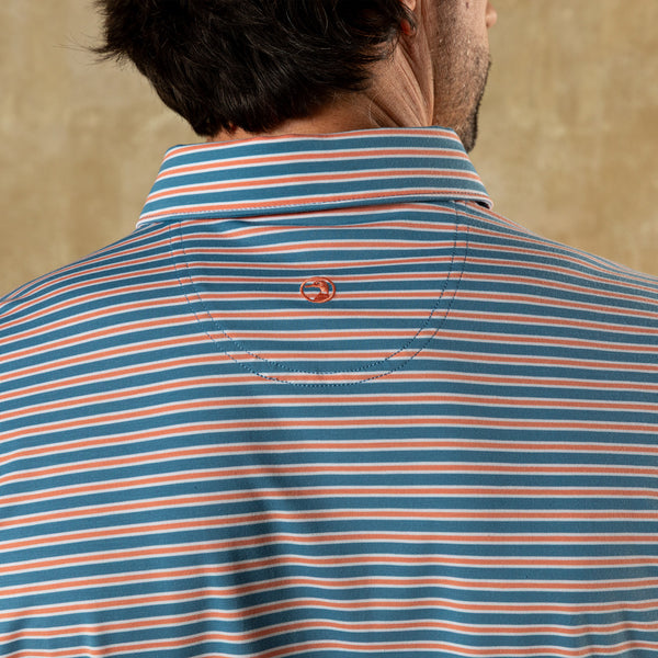 Summerford Performance Jersey Polo - Pierce Stripe - Sunwashed Blue