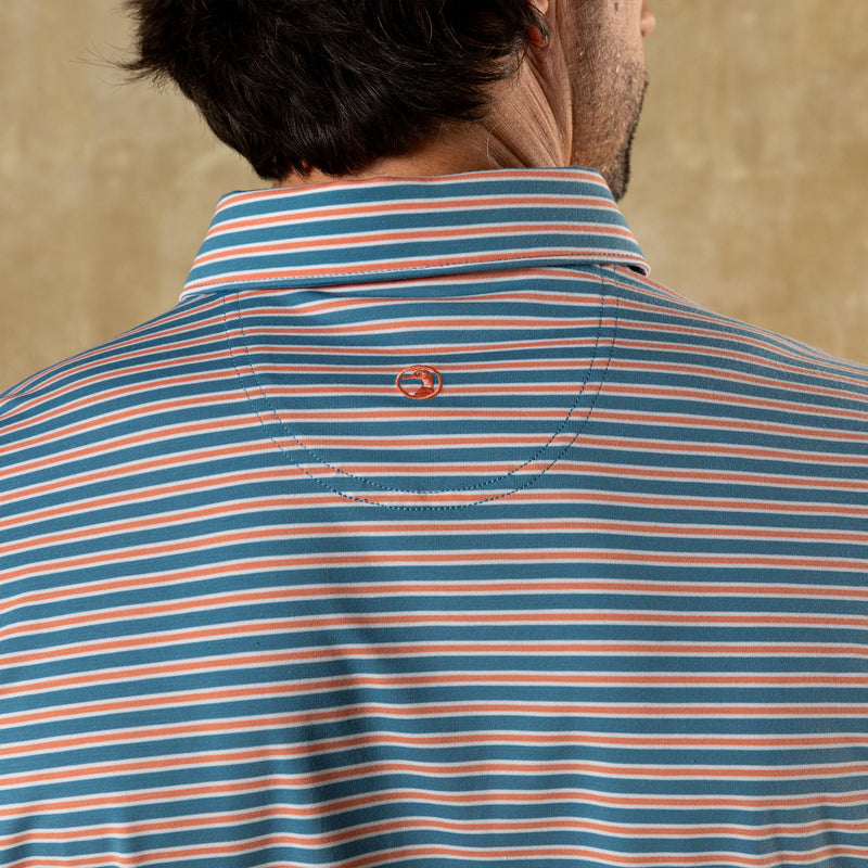 Summerford Performance Jersey Polo - Pierce Stripe - Sunwashed Blue