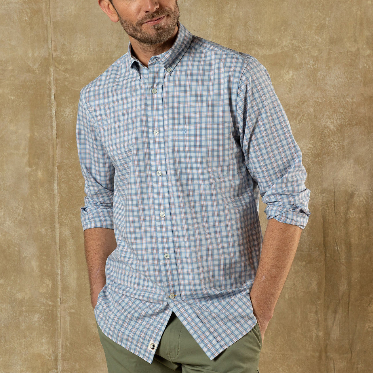 Performance Poplin Sport Shirt - Mayville Plaid - Light Blue