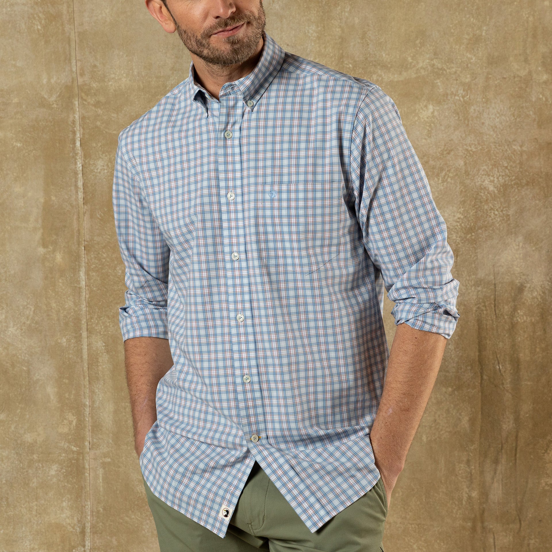 Performance Poplin Sport Shirt - Mayville Plaid - Light Blue