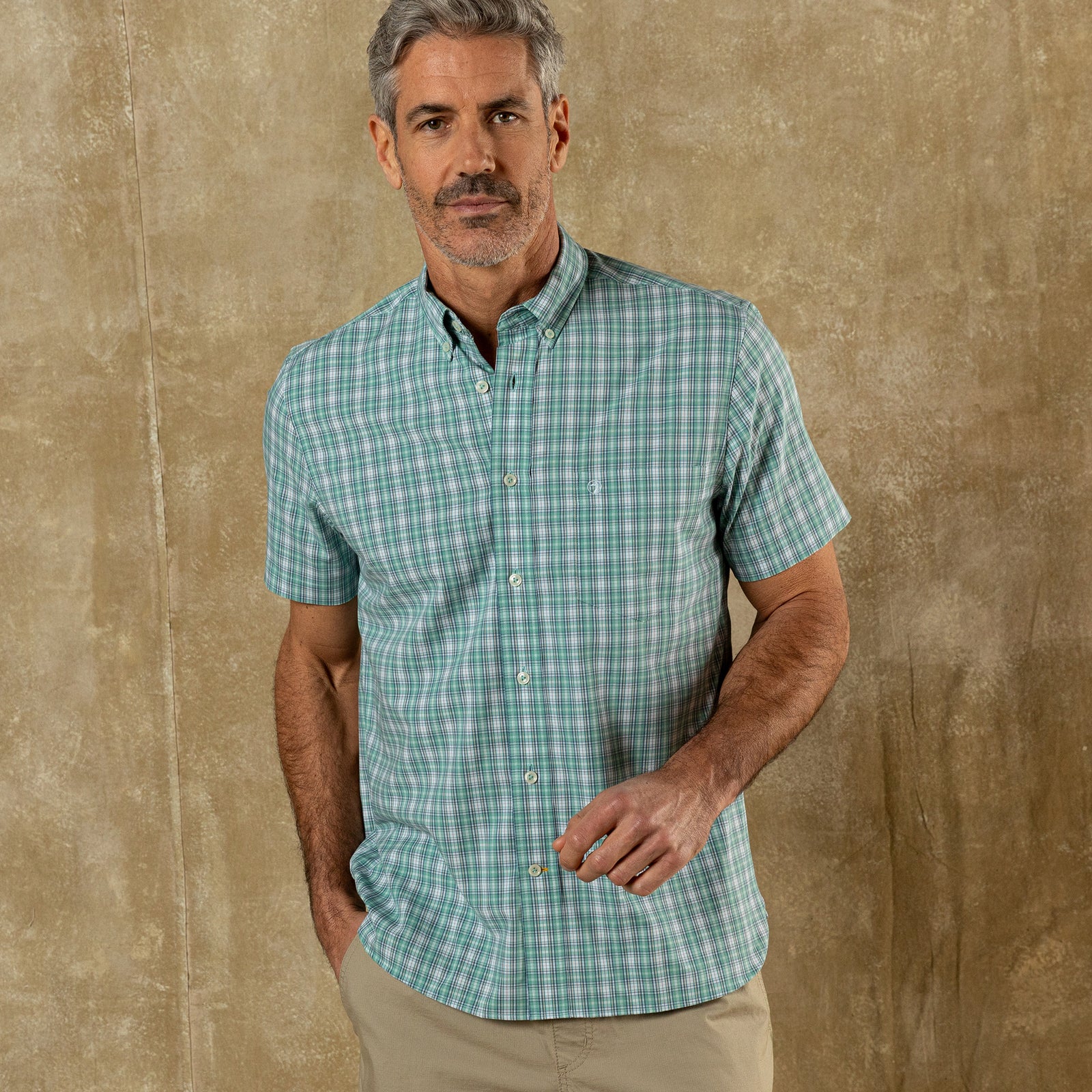 Performance Poplin Sport Shirt - Forrest Plaid - Aspen Green