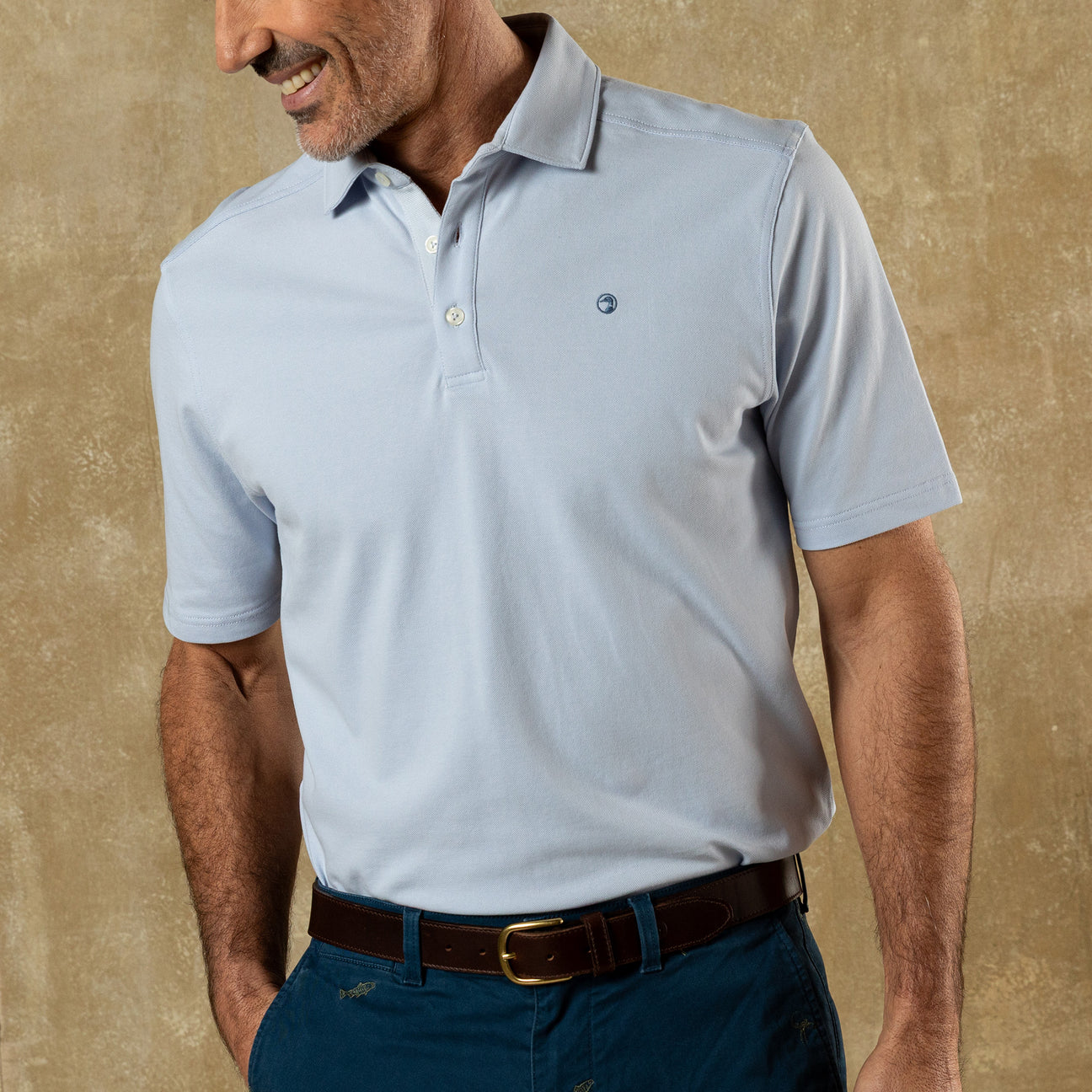 Hanover Pima Cotton Pique Polo - Heather Blue