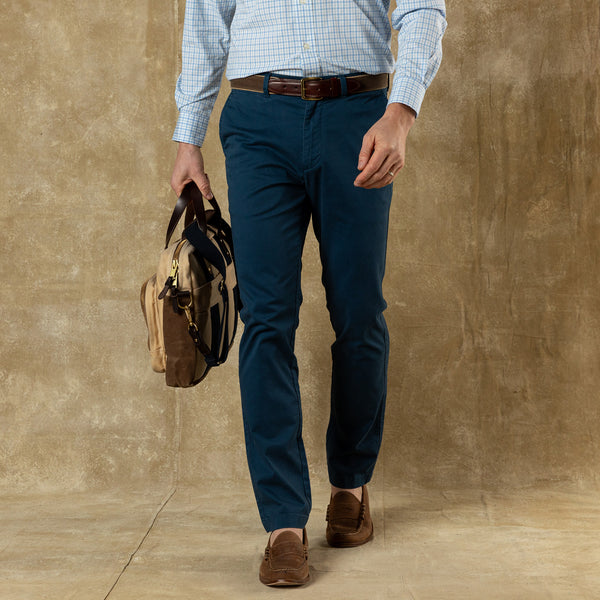 Slim Fit Gold School Chino - Mallard Blue