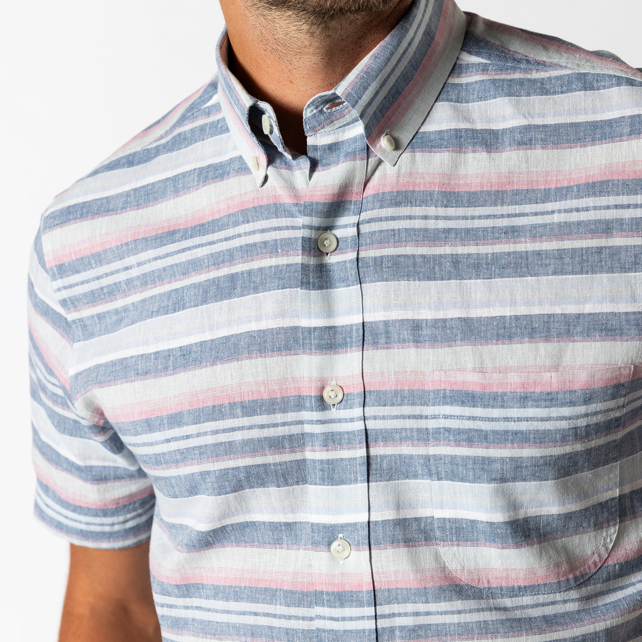 Linen Cotton Oxford Sport Shirt - Gardner Stripe