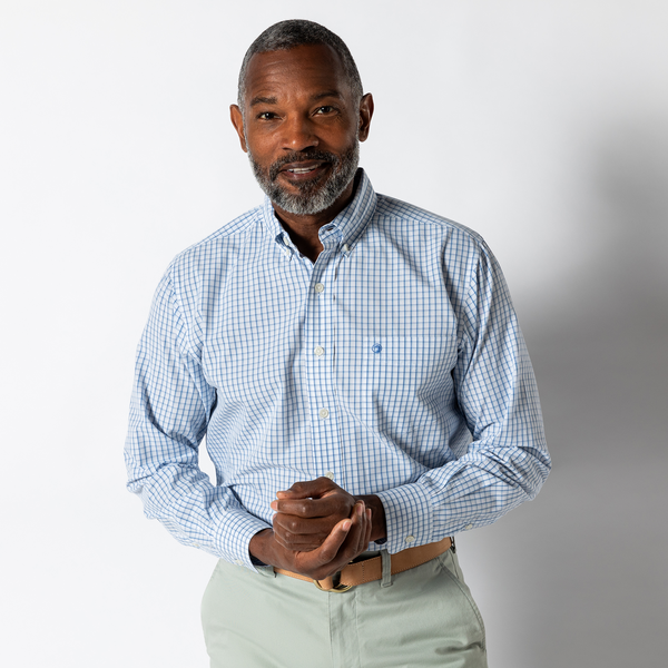 Cotton Poplin Sport Shirt - Edgewood Plaid