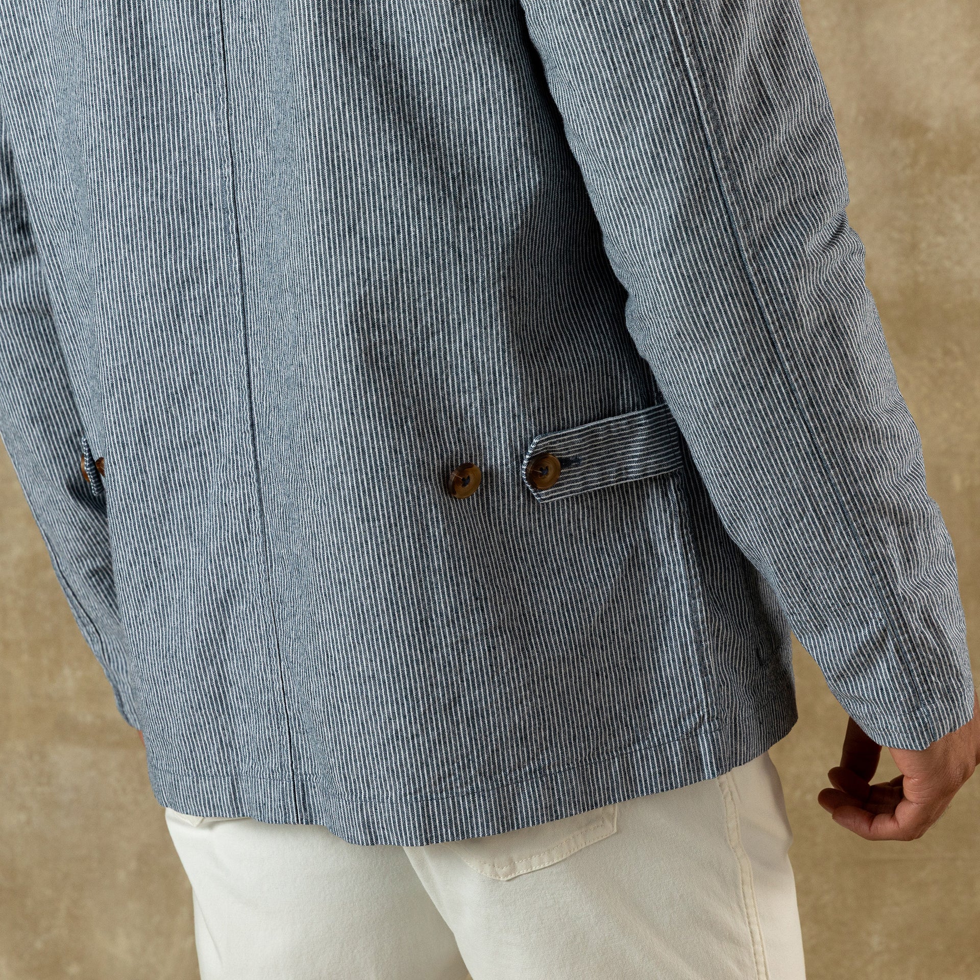 Rutledge Safari Jacket - Shorewood Stripe - Mallard Blue
