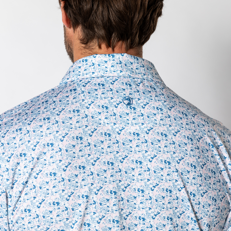 Long Drive Performance Polo - Canopy Floral - Pastel Pink