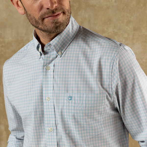 Performance Poplin Sport Shirt - Stokes Plaid - Pale Pink
