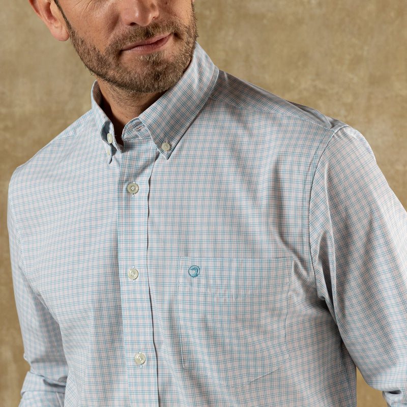 Performance Poplin Sport Shirt - Stokes Plaid - Pale Pink
