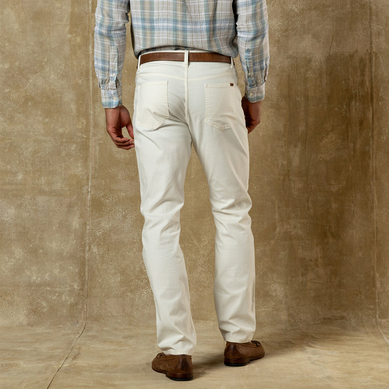Classic Fit Pinpoint Canvas Five-Pocket - Antique White