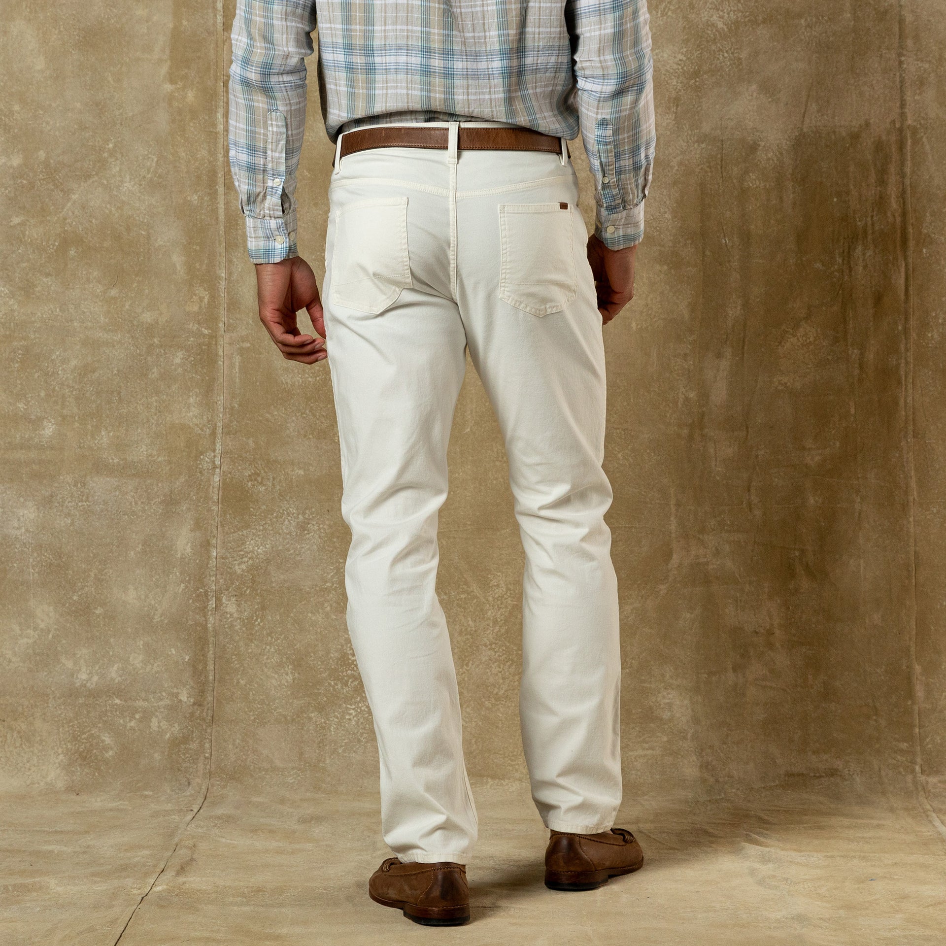 Classic Fit Pinpoint Canvas Five-Pocket - Antique White