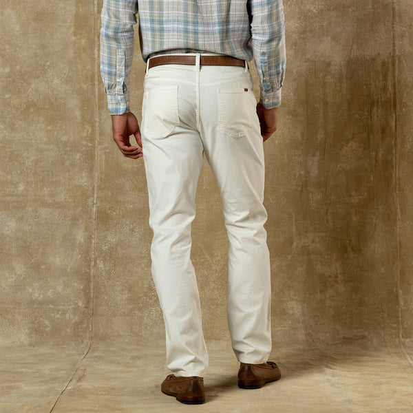 Classic Fit Pinpoint Canvas Five-Pocket - Antique White