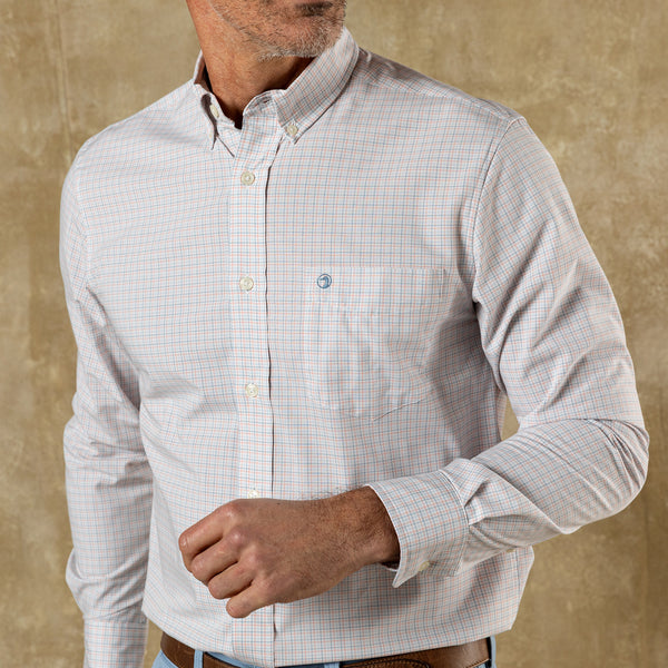 Performance Poplin Sport Shirt - Joiner Plaid - Coral
